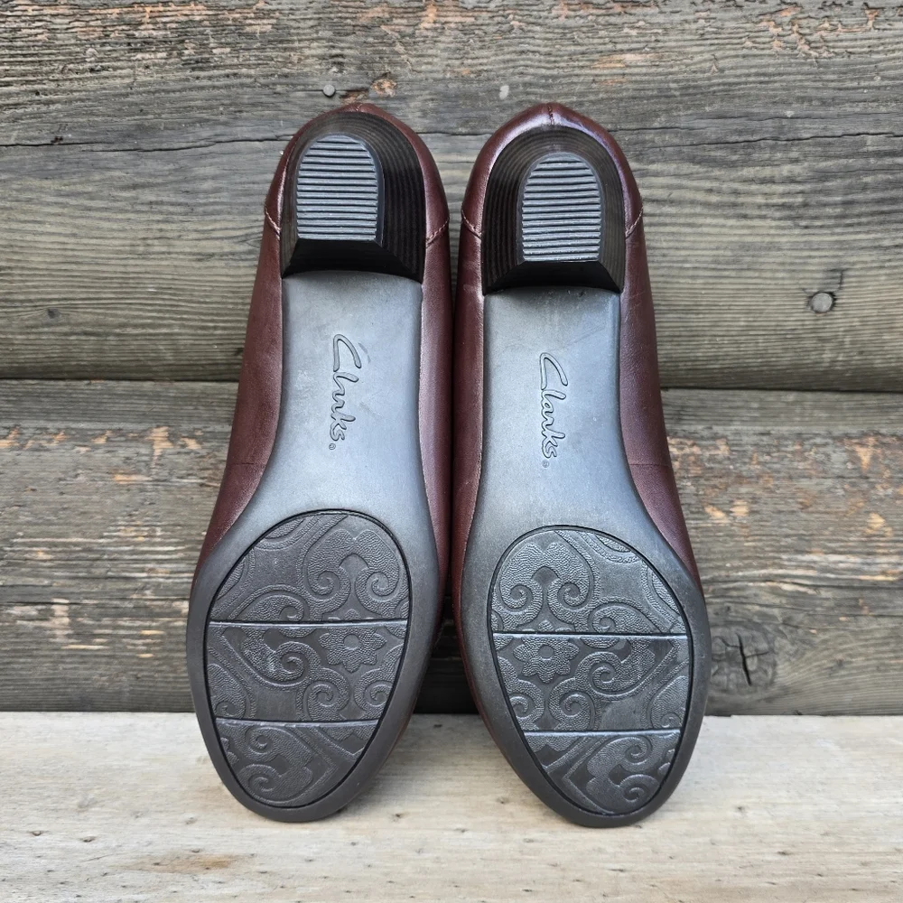 Clarks NEW Y2K Dark Academia Leather Comfort Loafer Pumps 7.5M